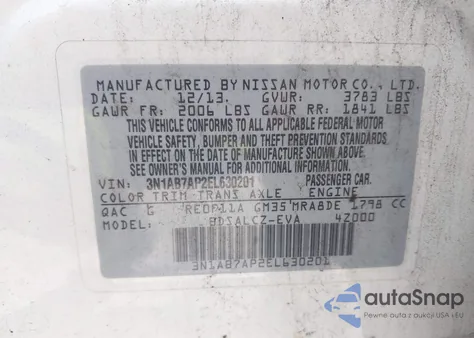 2014 Nissan Sentra S from USA, damaged, VIN 3N1AB7AP2EL630201